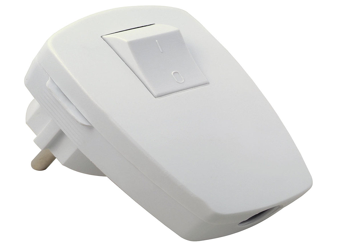 FICHE AVEC INTERRUPTEUR BIPOLAIR + TERRE BLANC