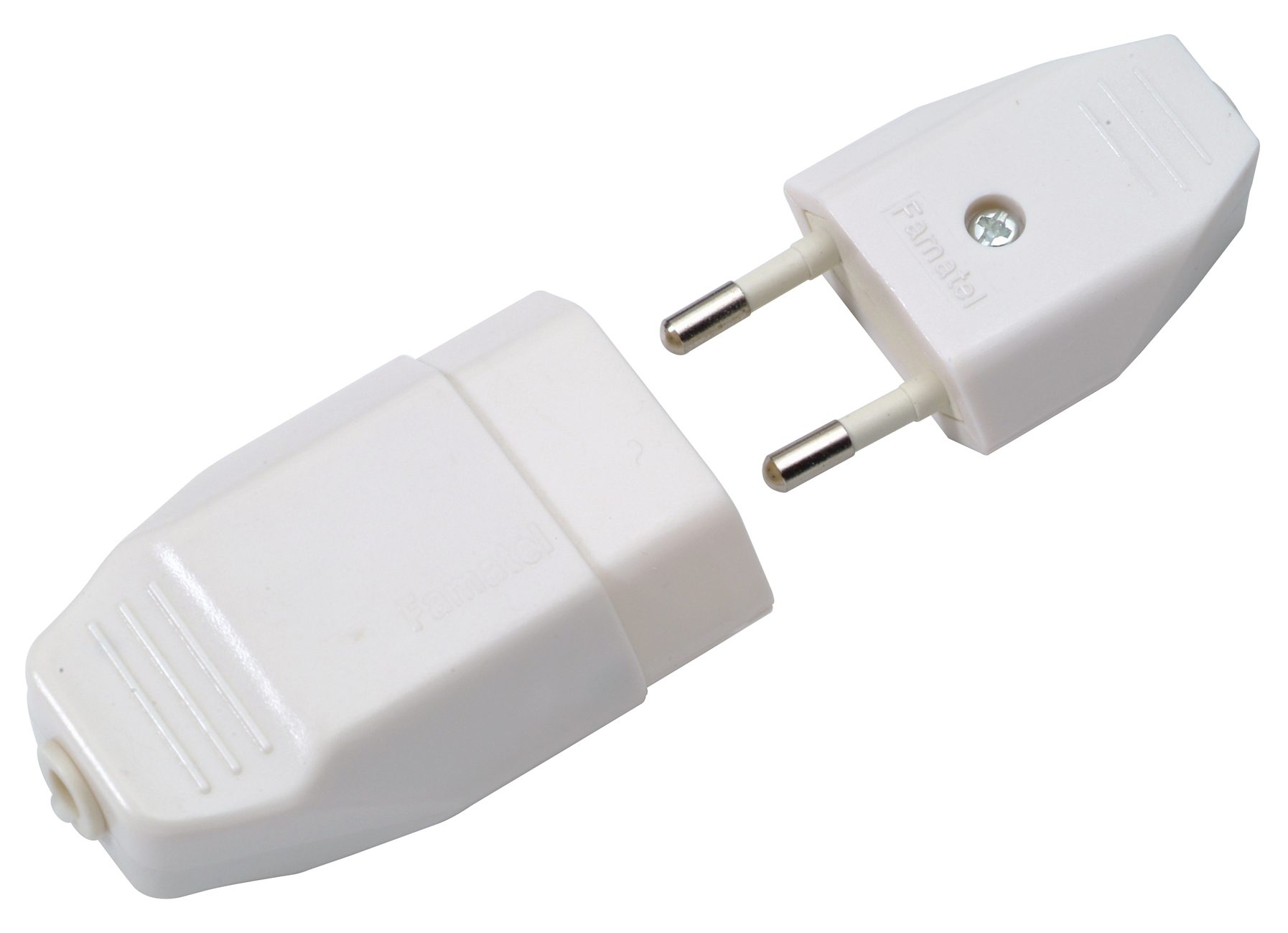 FICHE + FICHE FEMELLE 2.5A BLANC