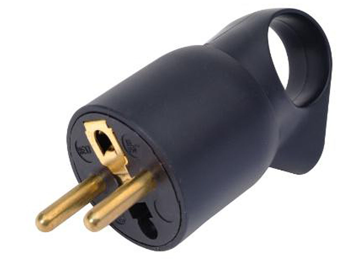 FICHE NOIRE A ANNEAU BIPOLAIRE AVEC TERRE 16A