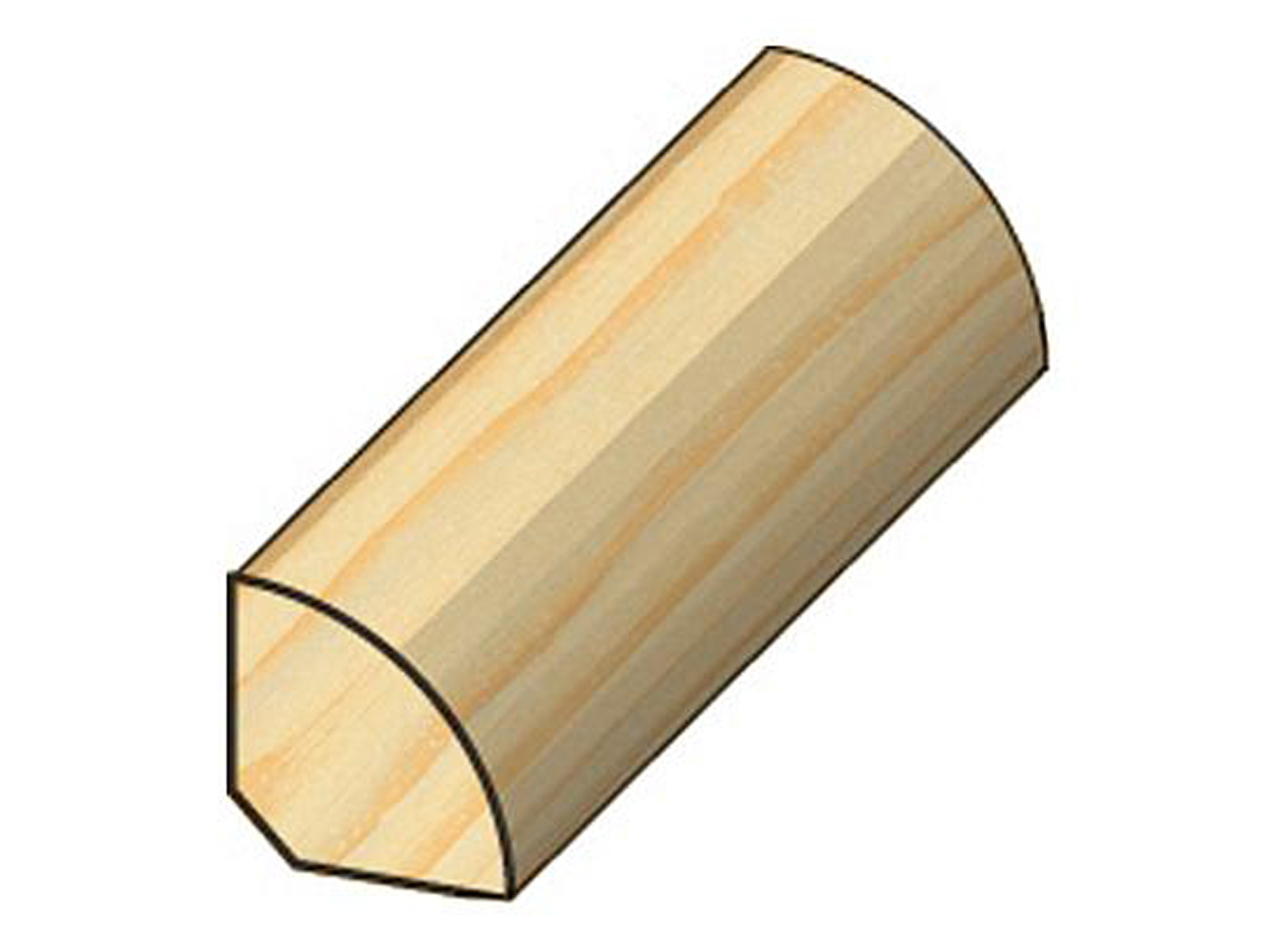 LATTE EN QUART DE ROND SAPIN ROUGE 16X16MM L=240CM