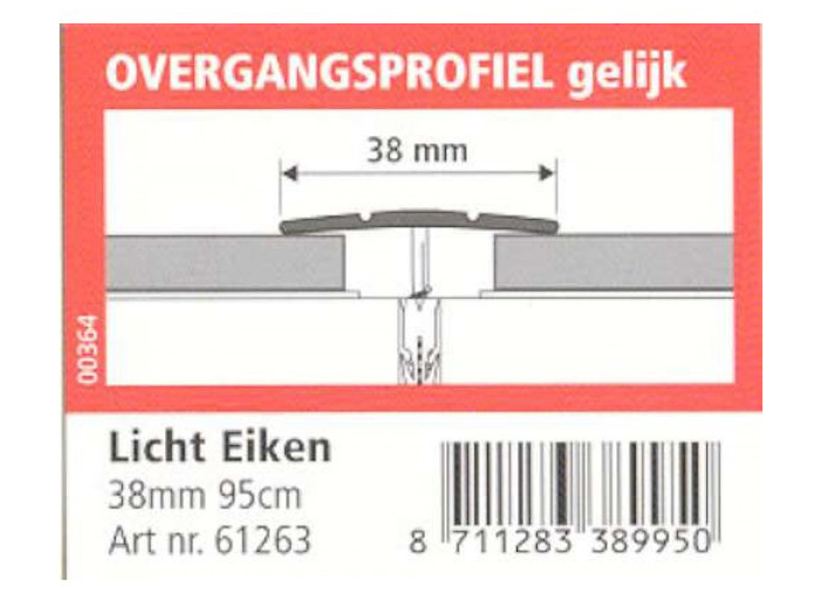 JEWE OVERGANGSPROFIEL GELIJK 38MM LICHT EIK 95CM
