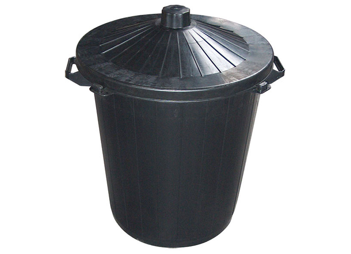 POUBELLE DE RUE + COUVERCLE NOIR 80L