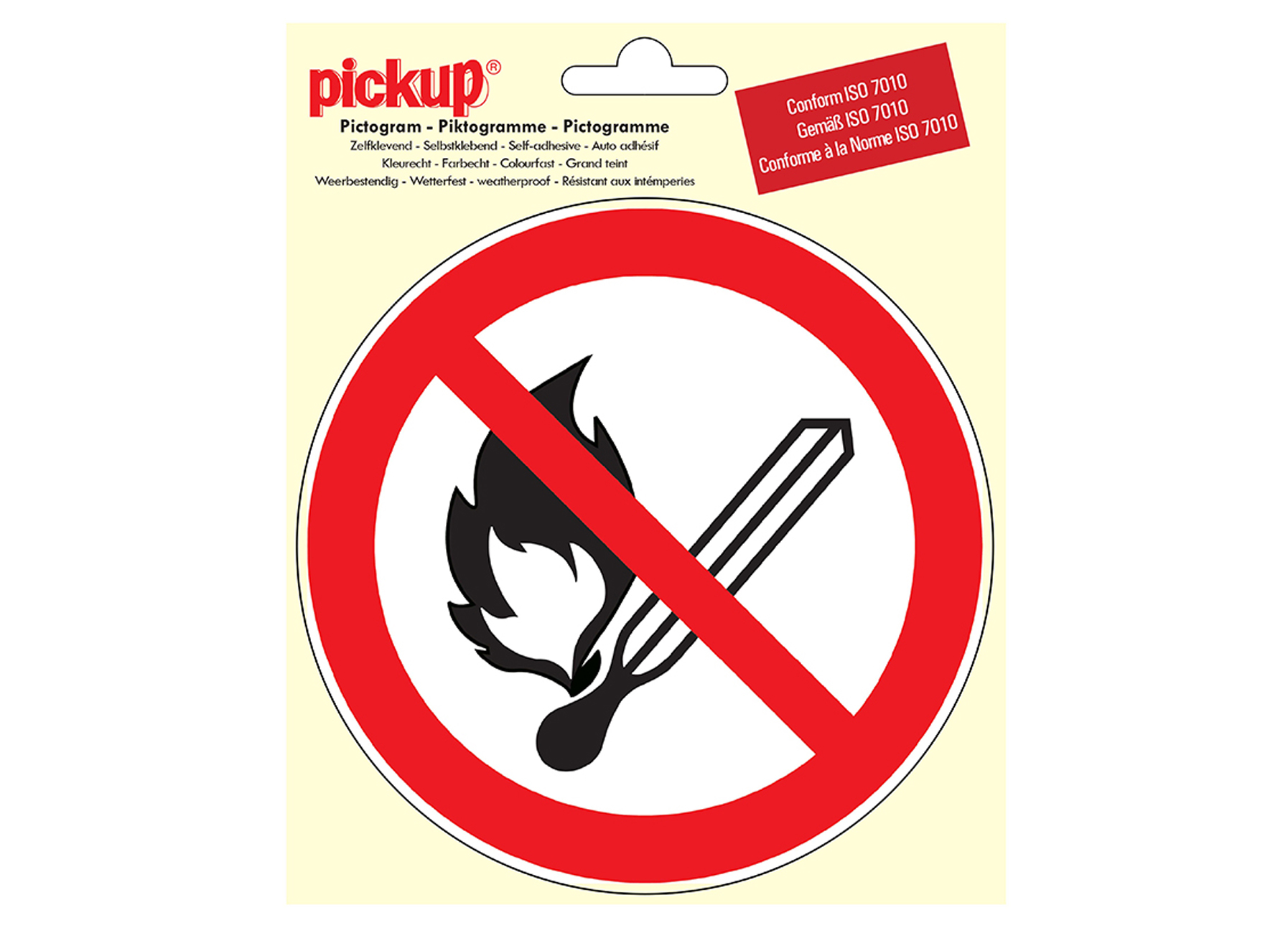 PICTOGRAM VUUR OPEN VLAM VERBODEN Ø15CM