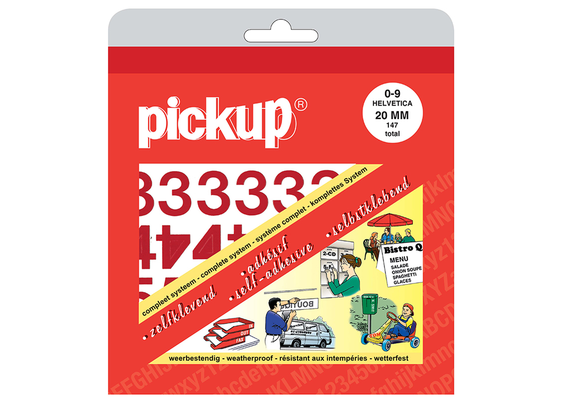 CHIFFRES  0-9 HELVETICA ROUGE 20MM