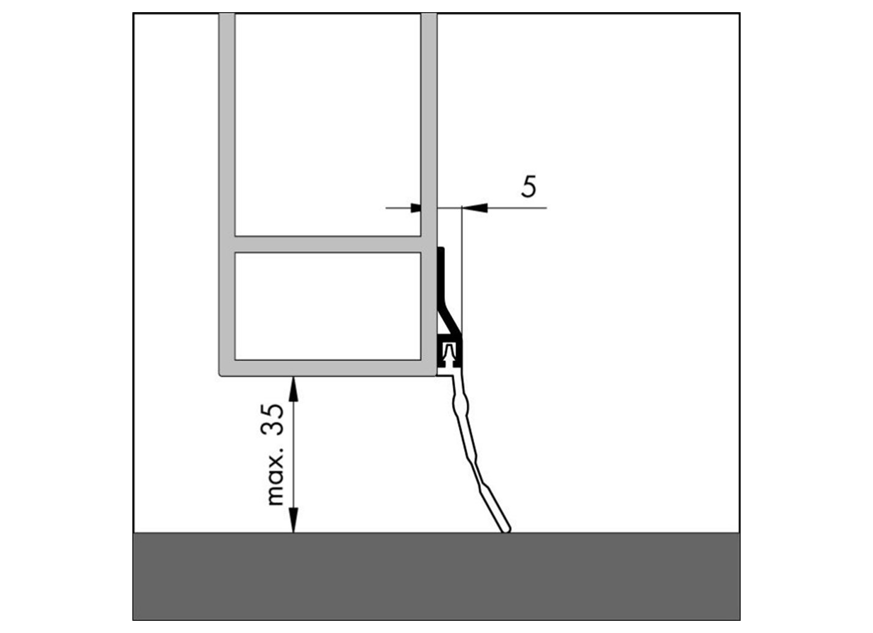 PROFIL DE CALFEUTREMENT BAS LONG 60X5X2500MM