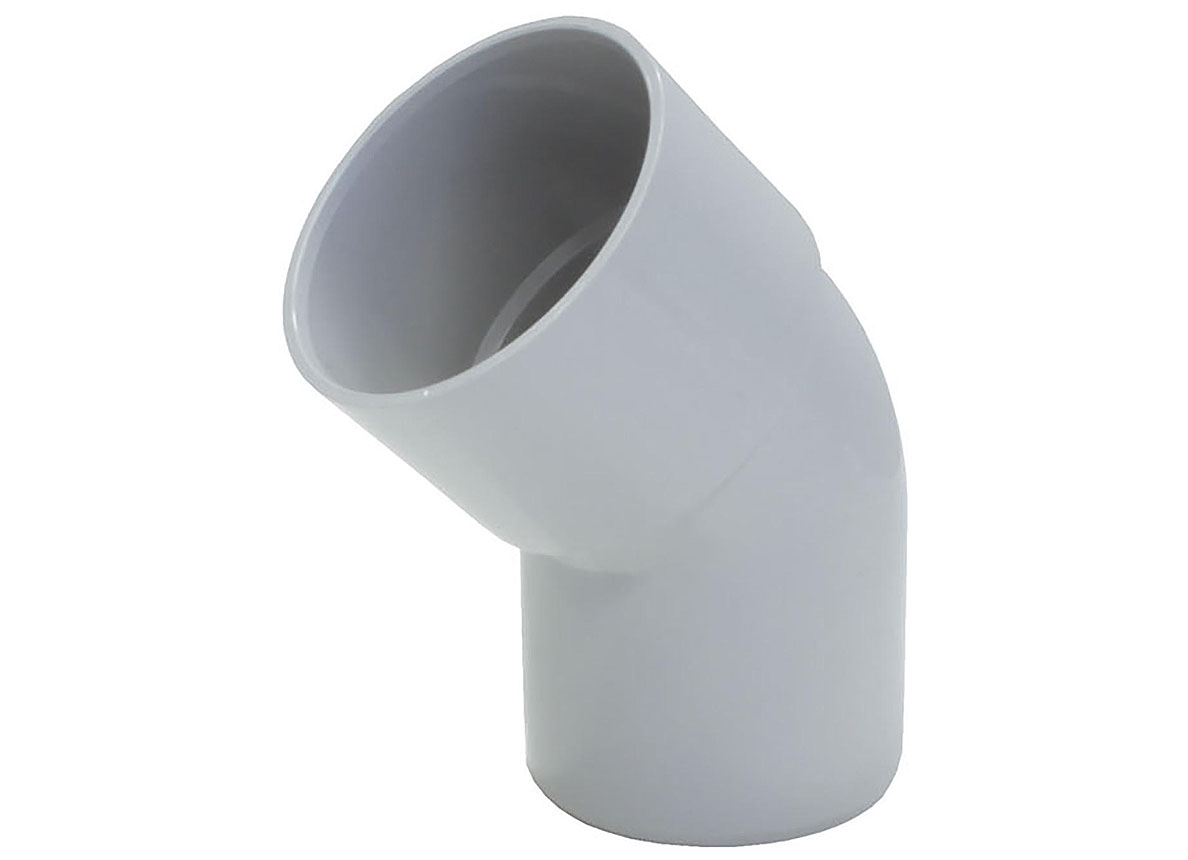 COUDE PLUVIALE Ø50MM 45° GRIS CLAIR M/F