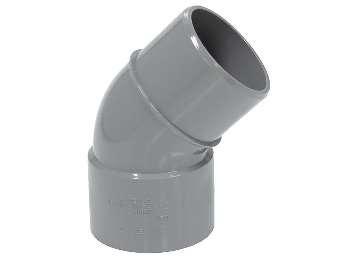 COUDE SANITAIRE PVC Ø50MM 45° M/F