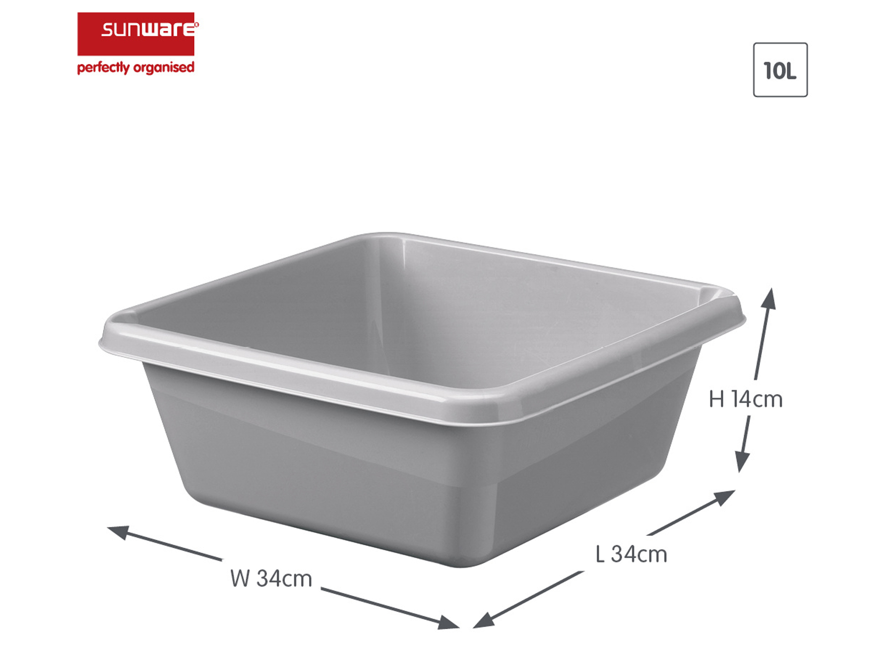 SUNWARE WATER-LINE CUVETTE CARREE 10L ARGENT