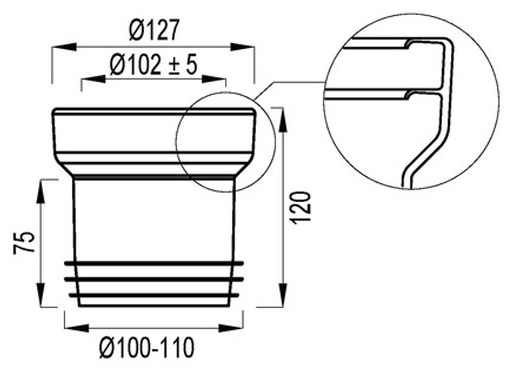 WC MOF CENTRISCH Ø100F / Ø110M MM WIT