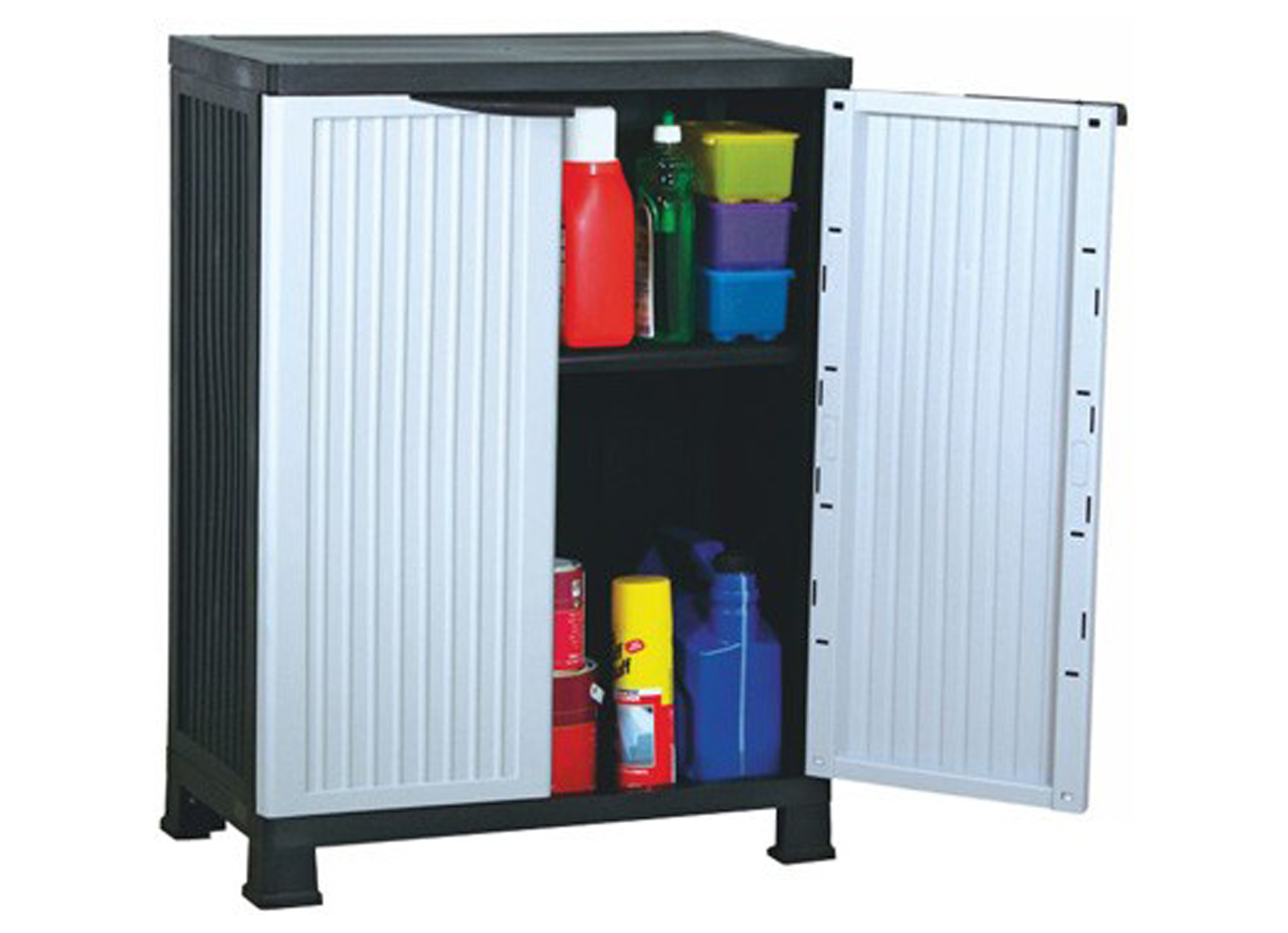 CABINET PVC 68X40X92CM NOIR/GRIS