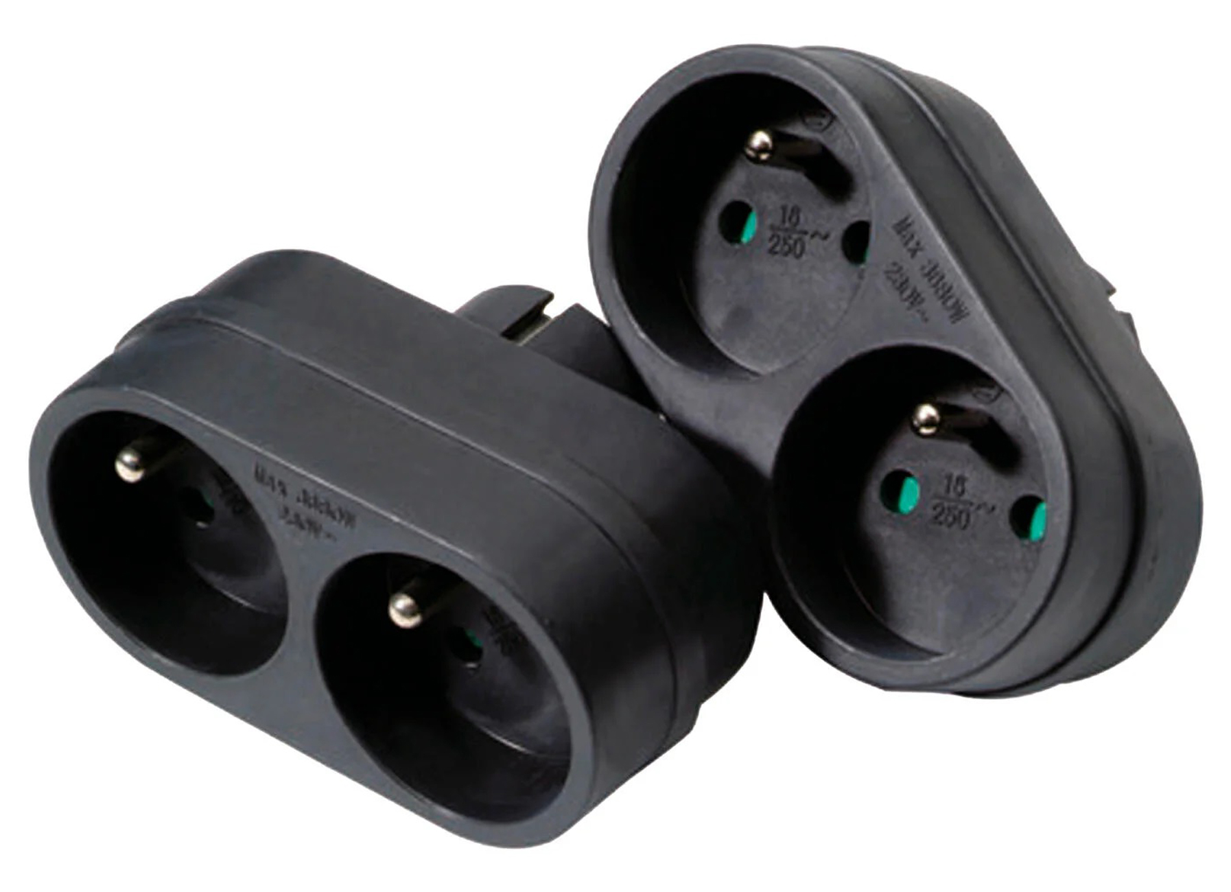 DOUBLE PRISE 2X16A NOIR 2 PCS