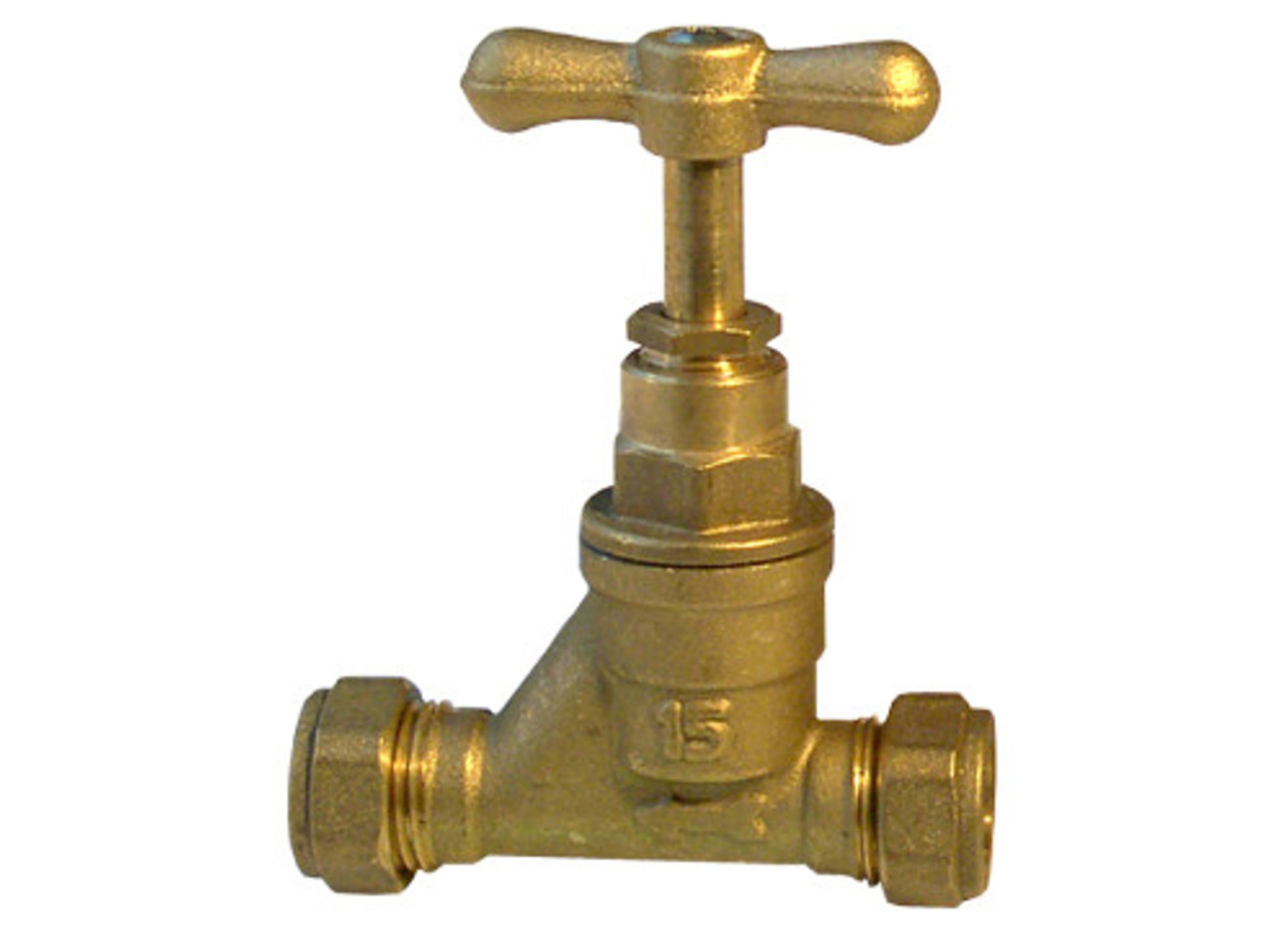 ROBINET D'ARRET LAITON 2XBICONE Ø15MM