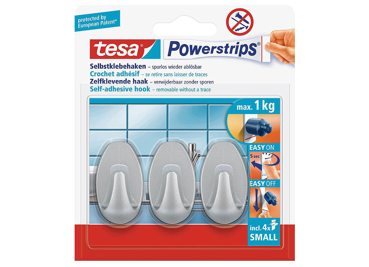 TESA POWERSTRIPS CROCHETS SMALL OVALE CHROME