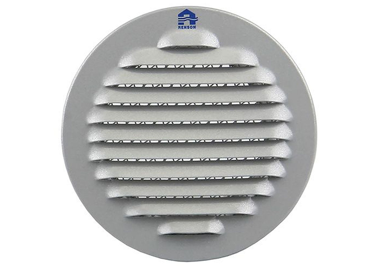 RENSON GRILLE ESTAMPEE RONDE A ENCASTRER 435/R ALU NATUREL Ø80MM