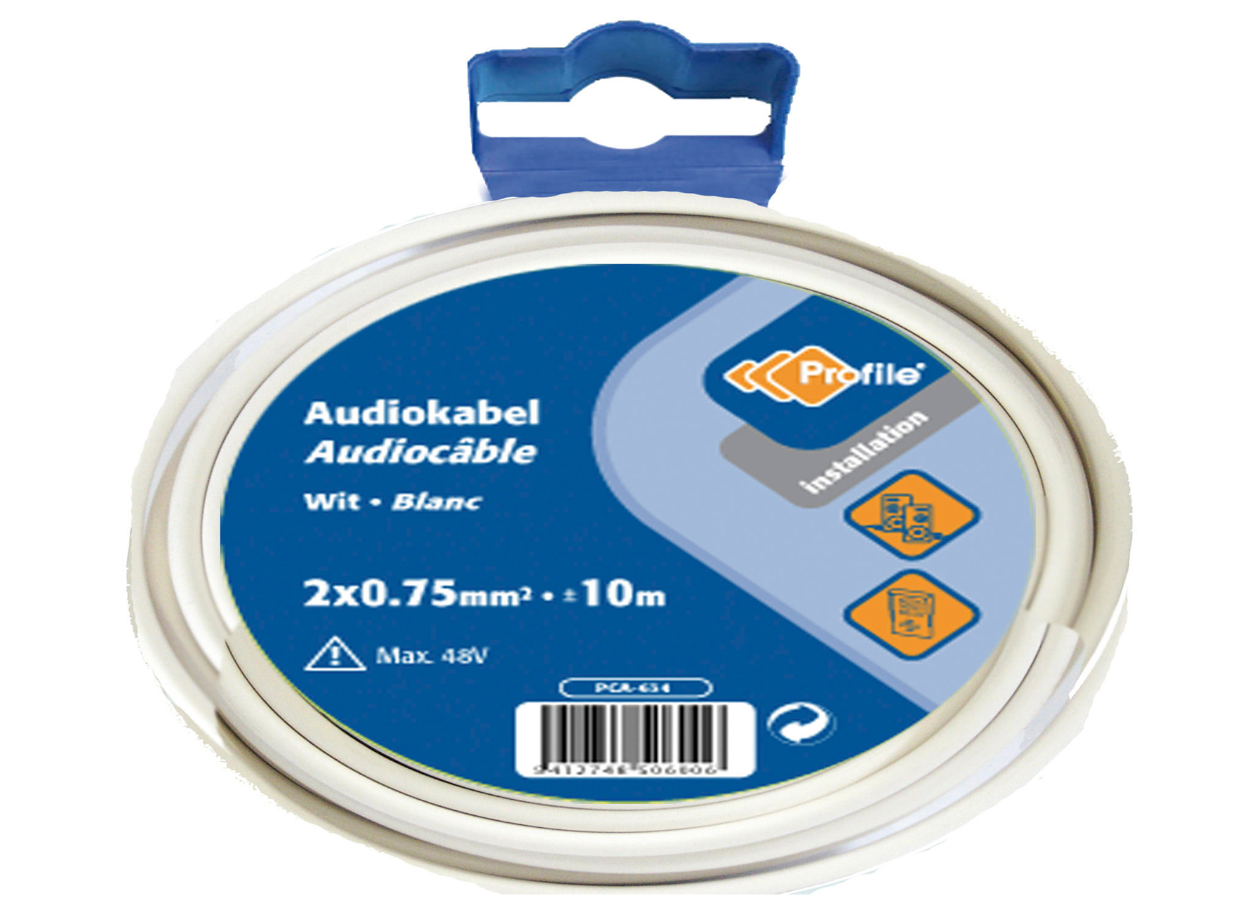 CABLE AUDIO 2X0.75 BLANC 10M