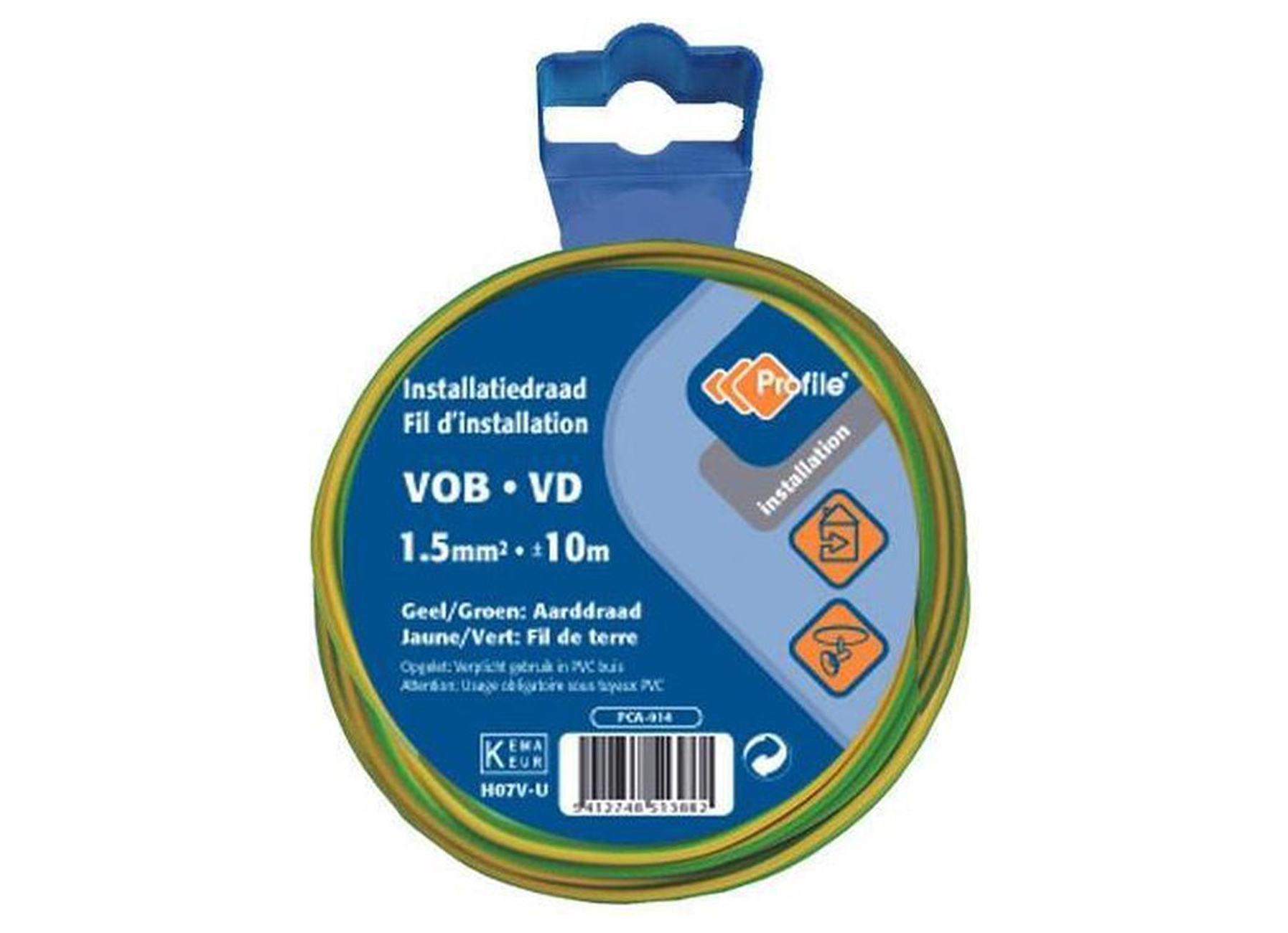 VOB KABEL 1.5 GEEL/GROEN 10M BLISTER