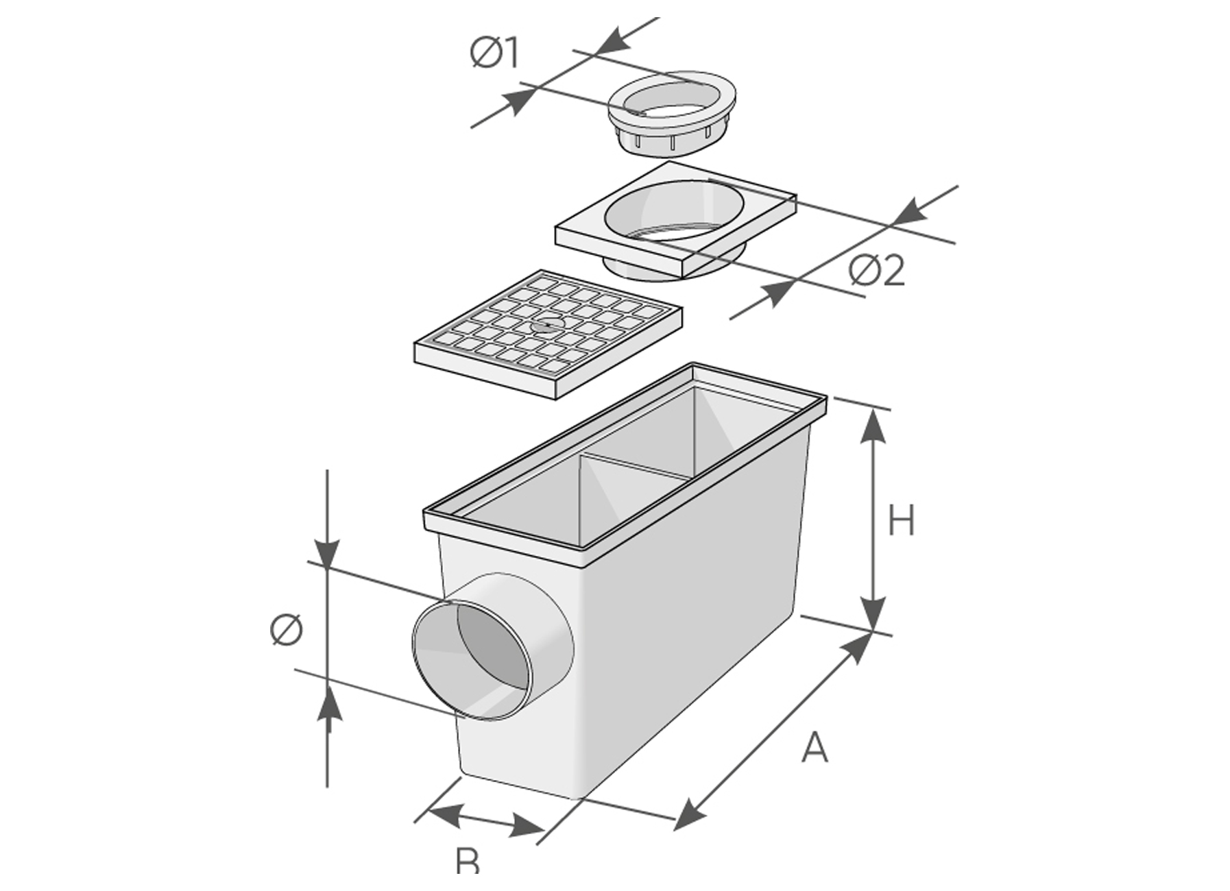 REGARD EAUX PLUVIALES PP ENTREE ROND Ø80-100 SORTIE HORTIZONTALE Ø110