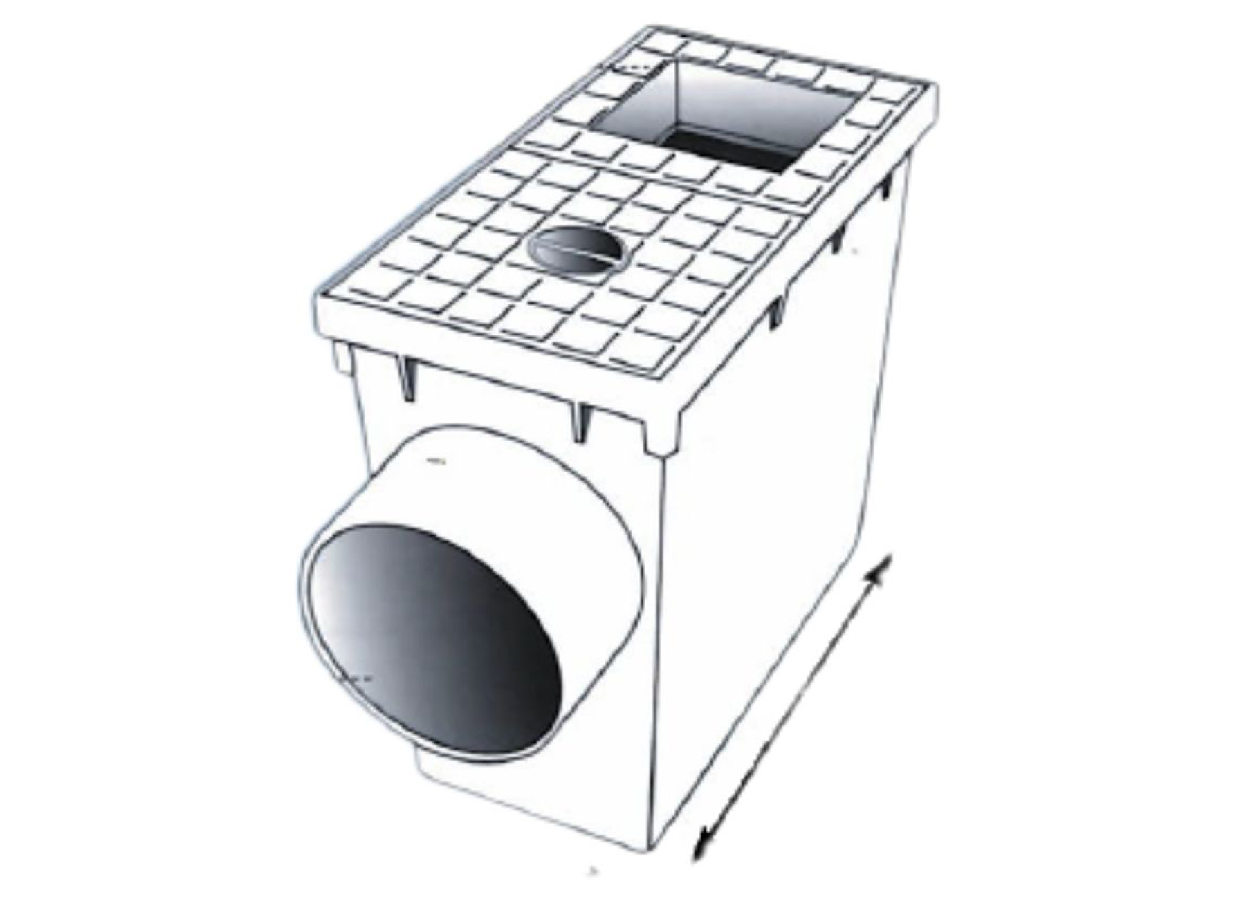 REGARD EAUX PLUVIALES PP ENTREE CARRE Ø80-100 SORTIE HORIZONTALE Ø110 GRIS CLAIR