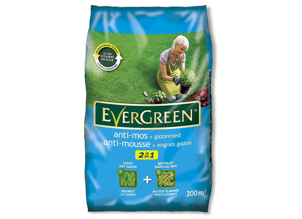 evergreen 2 en 1 anti mousse engrais gazon 200m2 jardin semences engrais phyto anti nuisibles et protection oiseaux phyto produits evergreen 2 en 1 anti mousse engrais gazon 200m2