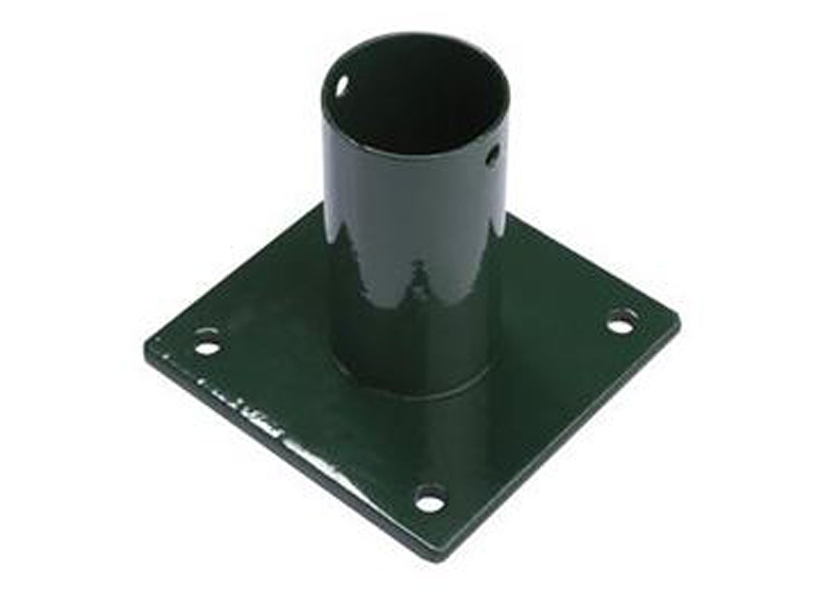 PIED METALLIQUE Ø48MM POTEAU ROND HAUTEUR PIED 115MM RAL 6005 VERT
