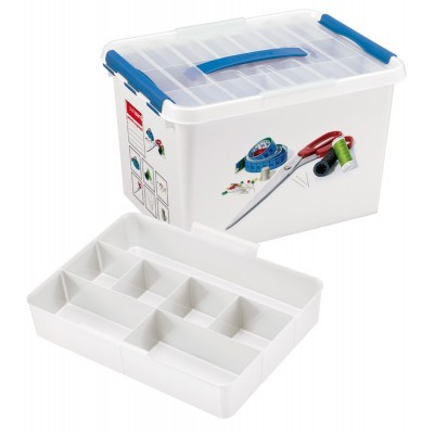 Q-LINE NAAIBOX 22L MET INZET WIT/TRANSPARANT/BLAUW