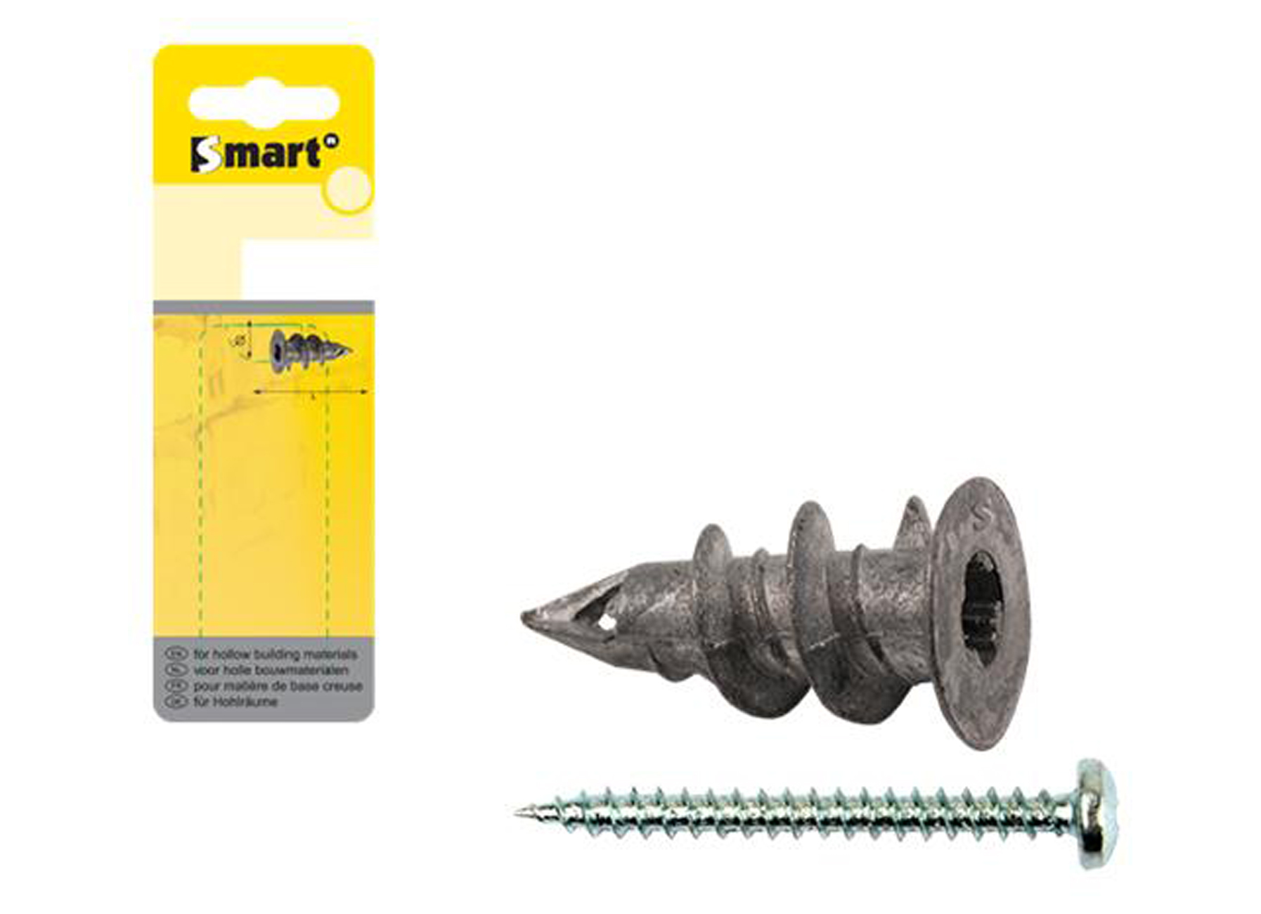 CHEVILLE AUTOFORANTE POUR PLAQUES DE PLATRE + VIS Ø15X29MM ZINGUE