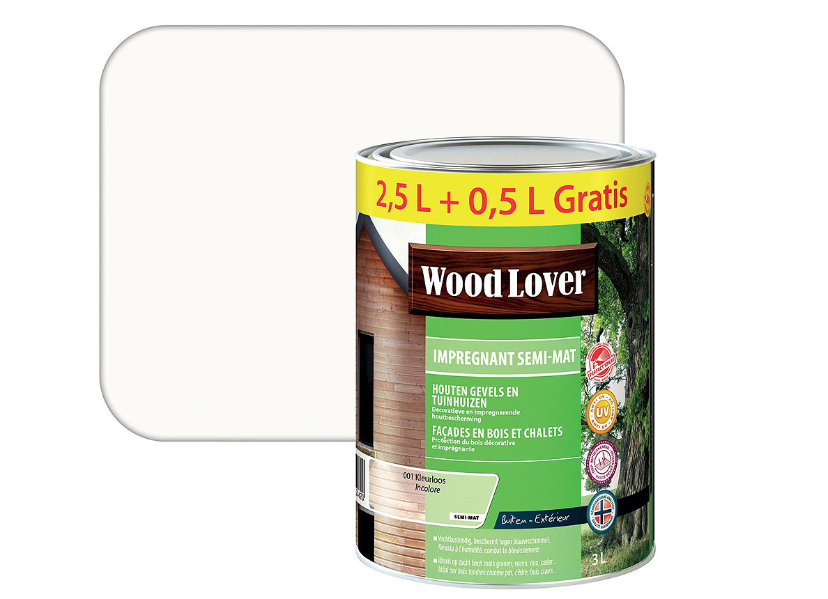 WOODLOVER IMPREGNANT SEMI-MAT 3L INCOLORE