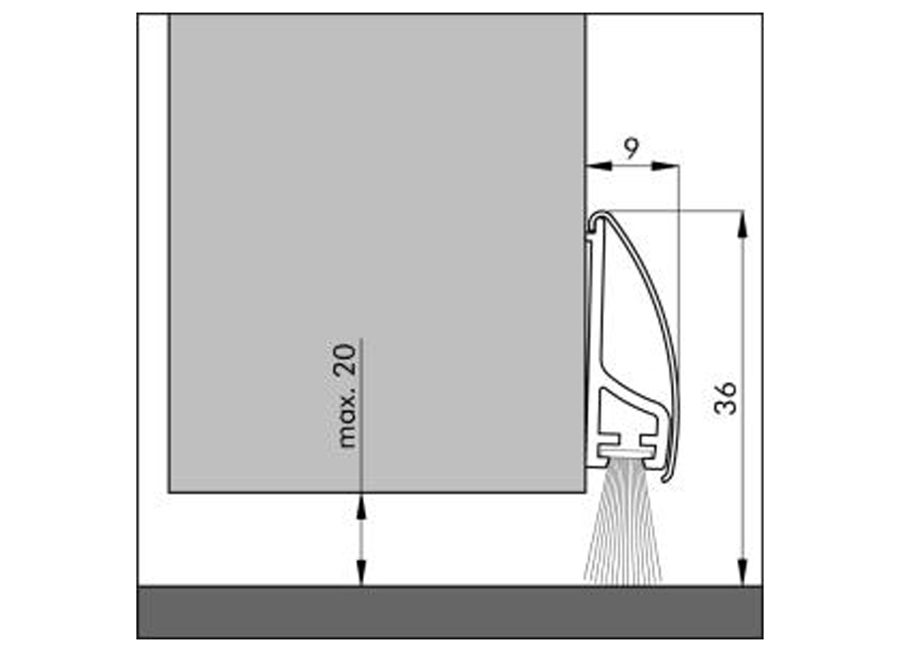 BAS DE PORTE INOX 40X8X1000MM