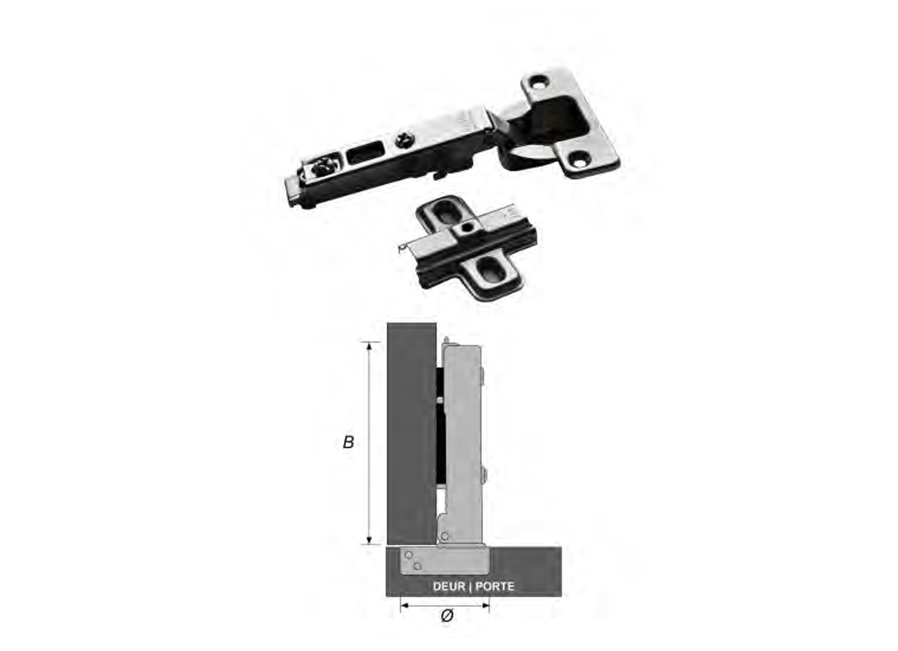 CHARNIERES A ENCASTRER A RESSORT COINS VIFS Ø35MM 2 PIECES