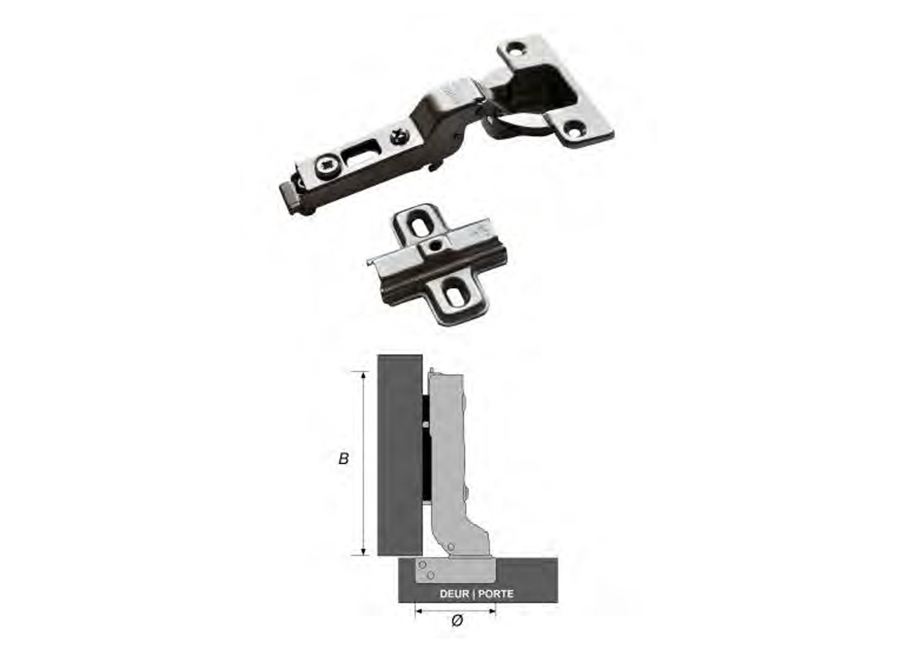 CHARNIERES A ENCASTRER A RESSORT COINS VIFS Ø35MM 2 PIECES