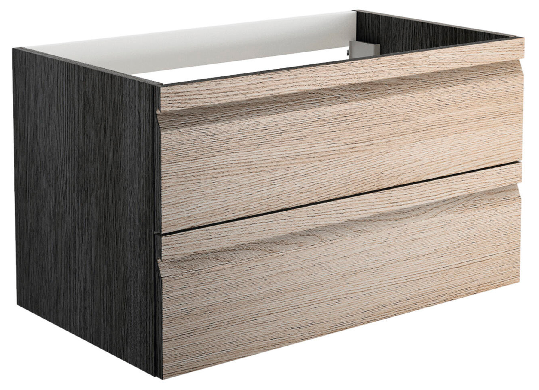 Allibert Accent Meuble Lavabo 80cm Chene Blanc 2 Tirroirs