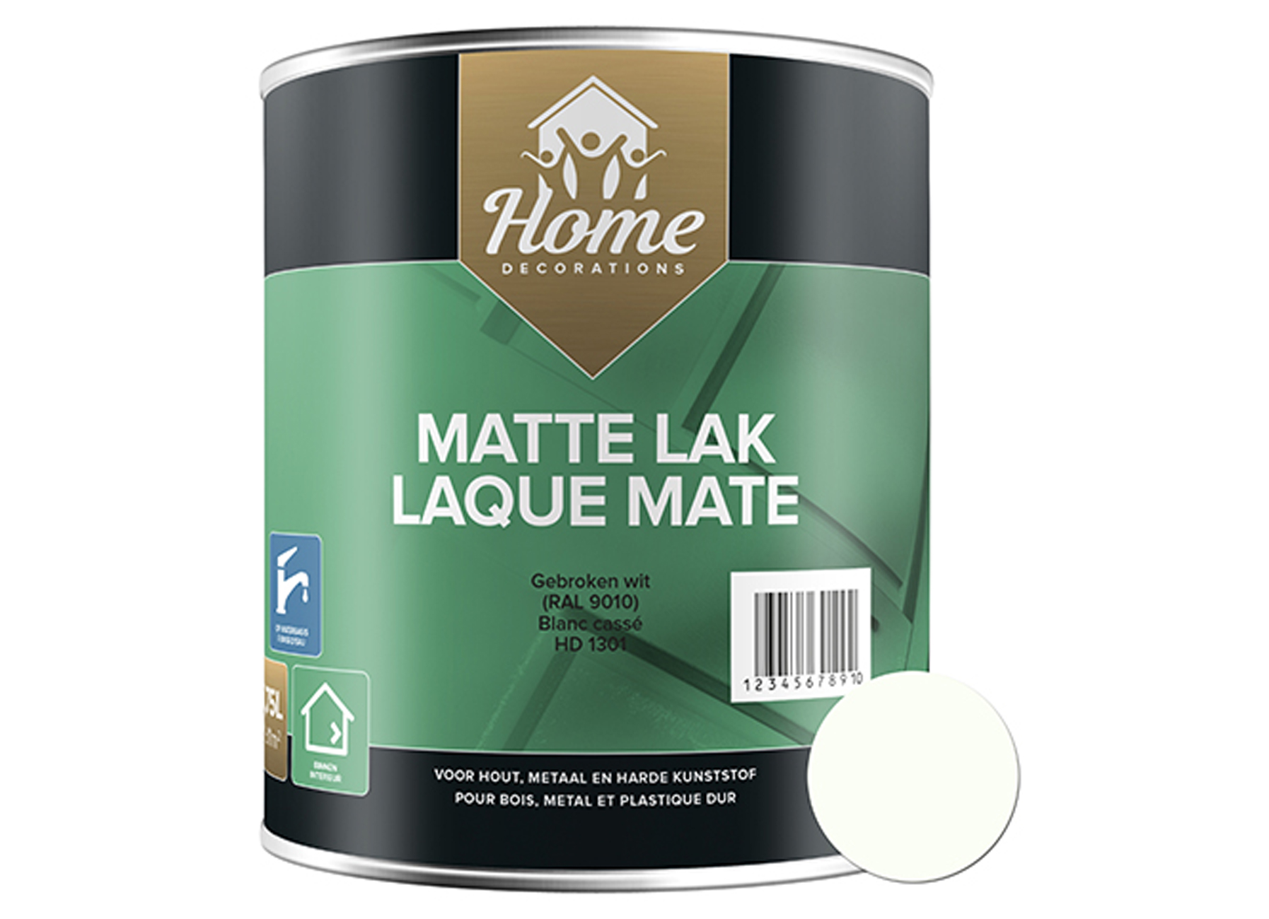 MATTE LAK OP WATERBASIS GEBROKEN WIT 750ML
