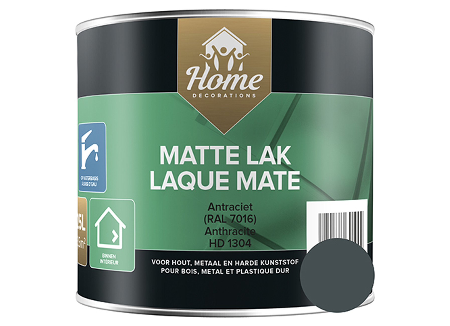 MATTE LAK OP WATERBASIS ANTHRACIET 250ML
