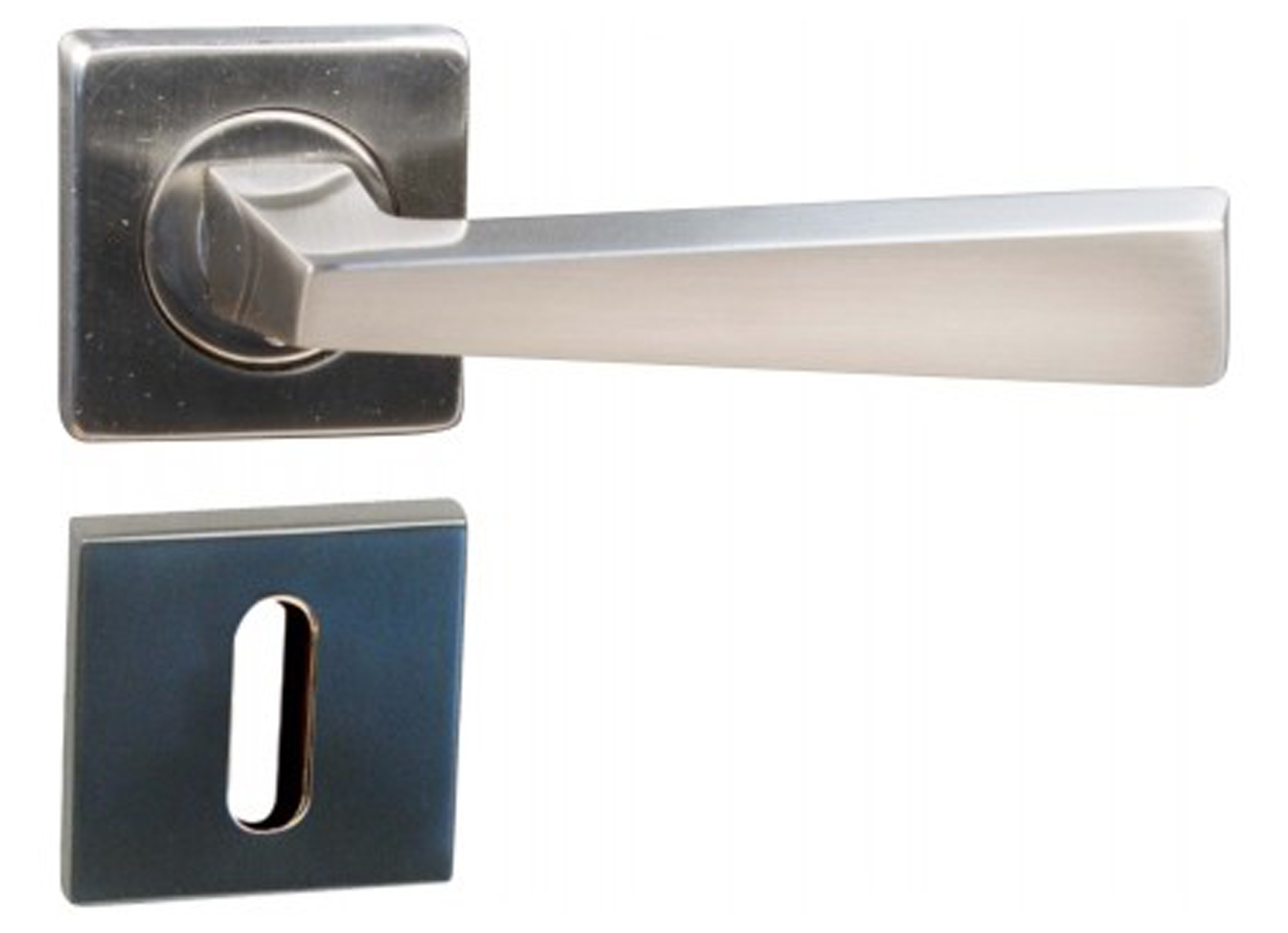 DEURKRUK + ROZET + SLEUTELPLAAT ALU NIKKEL GESCHUURD