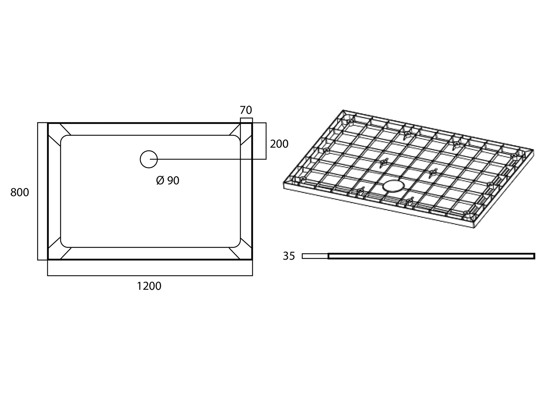VMGO HELION DOUCHEBAK 120X80X3.5CM