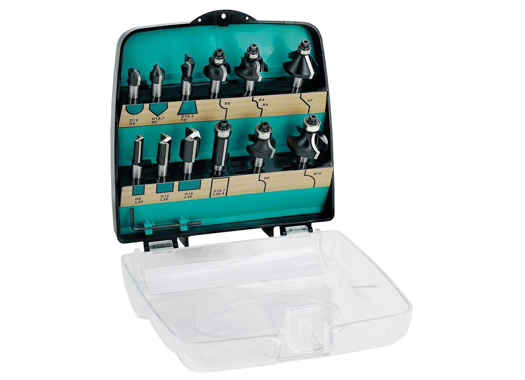 ENT SET DE FRAISES S8 12 PIECES COFFRE PLASTIQUE