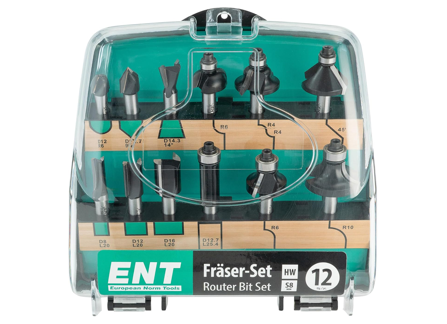 ENT SET DE FRAISES S8 12 PIECES COFFRE PLASTIQUE