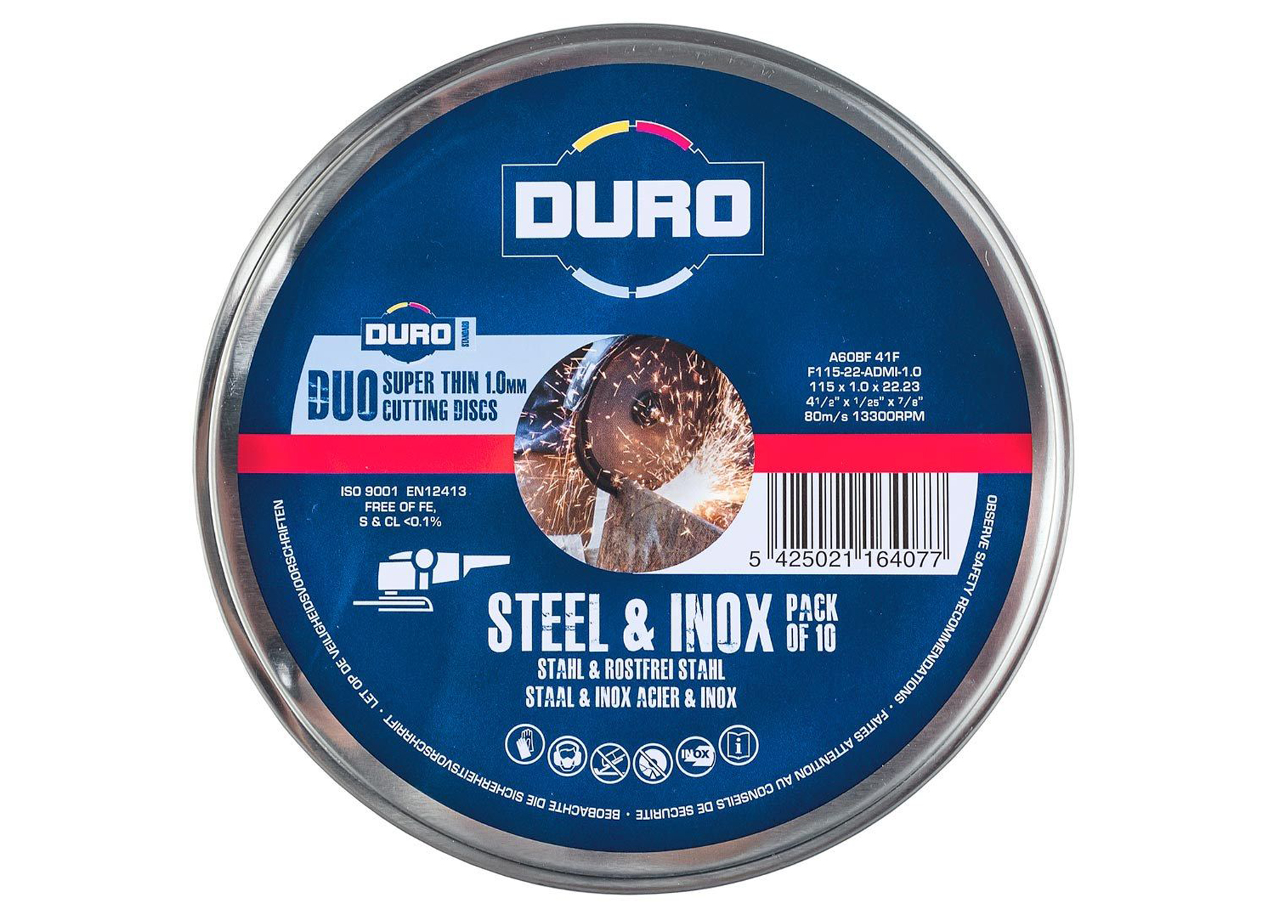 DURO DISQUE A TRONCONNER F 115-22 115X1,0X22,2MM ACIER & INOX (10-PACK)