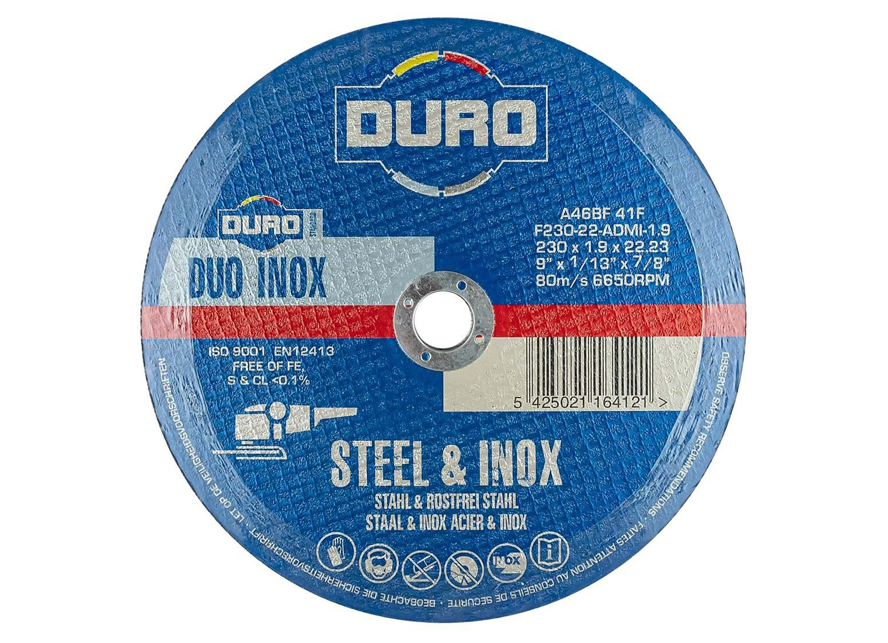 DURO DISQUE A TRONCONNER F 230-22 230X1,9X22,2MM ACIER & INOX