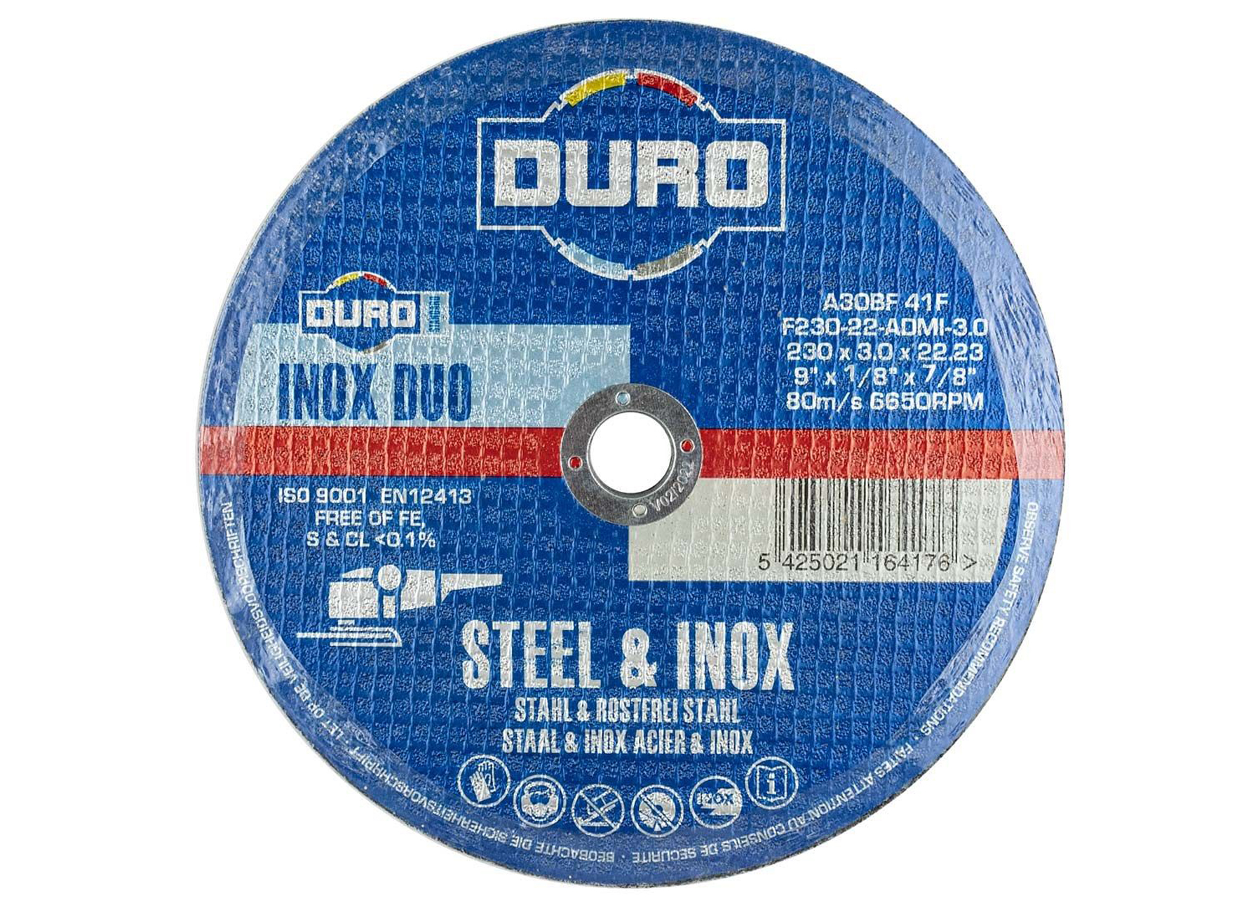 DURO DISQUE A TRONCONNER F 230-22 230X3,0X22,2MM ACIER & INOX