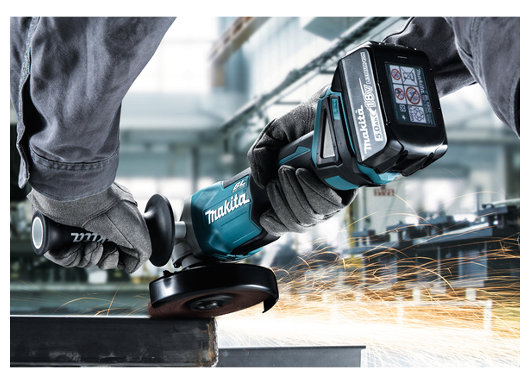 Makita Accu Haakse Slijper 125mm Lxt 18v + 2x Bl1850 + 1x Dc18rc + Makpac - gereedschappen - elektrische gereedschappen - haakse slijpmachines - haakse slijpers - makita accu haakse slijper