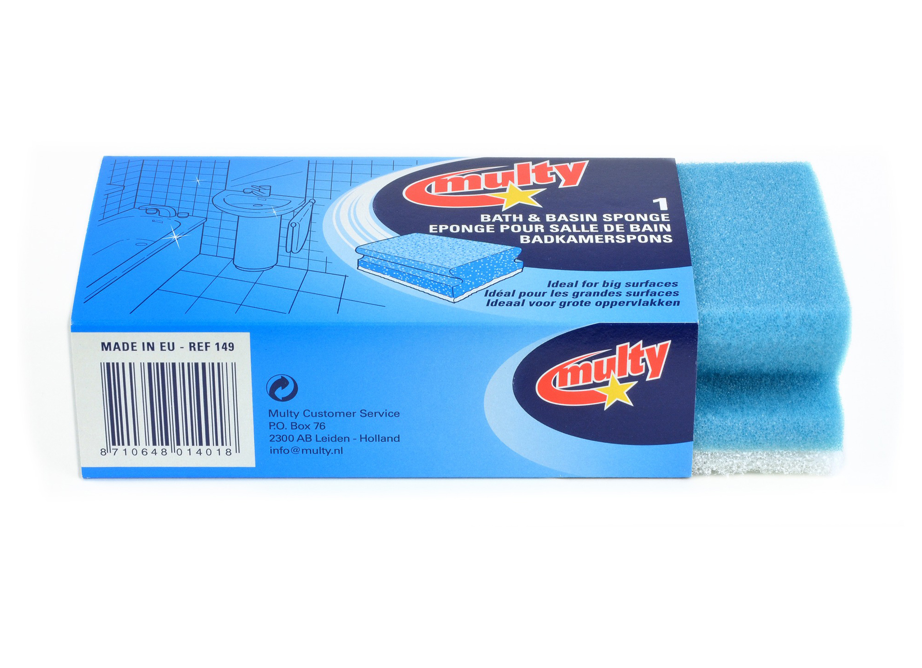 MULTY SCHUURSPONS BADKAMER MOUSSE MET HANDGREEP 15X8X4,5CM