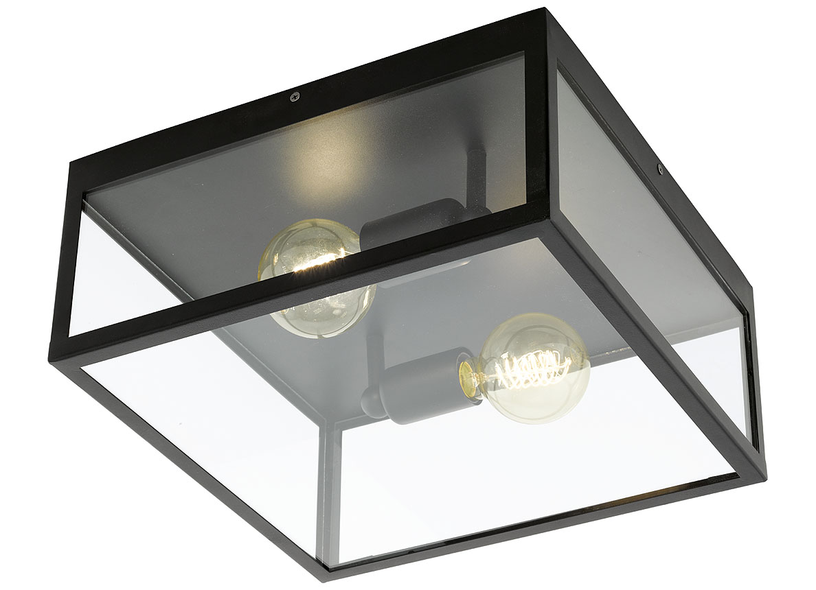 EGLO PLAFONDLAMP/2 ZWART/HELDER 'CHARTERHOUSE'