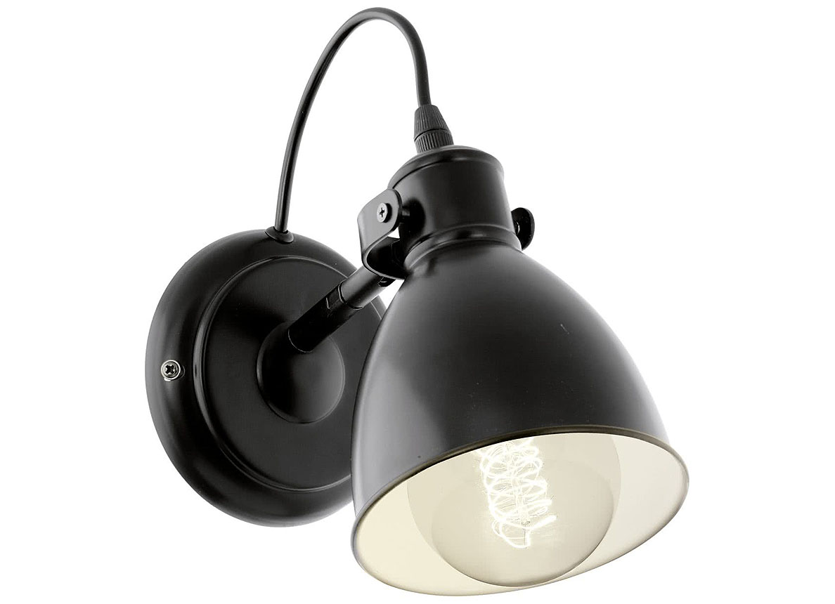 EGLO LAMPE MURALE/1 E27 NOIR 'PRIDDY'