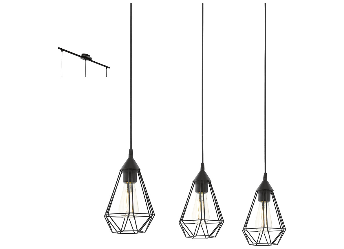 EGLO HANGLAMP 3XE27 790MM MAT ZWART 'TARBES'