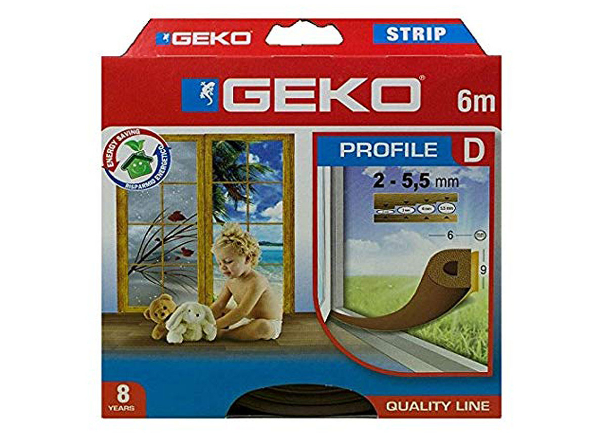 GEKO CALFEUTRAGE ADHESIF CAOUTCHOUC POUR PORTES ET FENETRES TYPE D BLANC 6M 