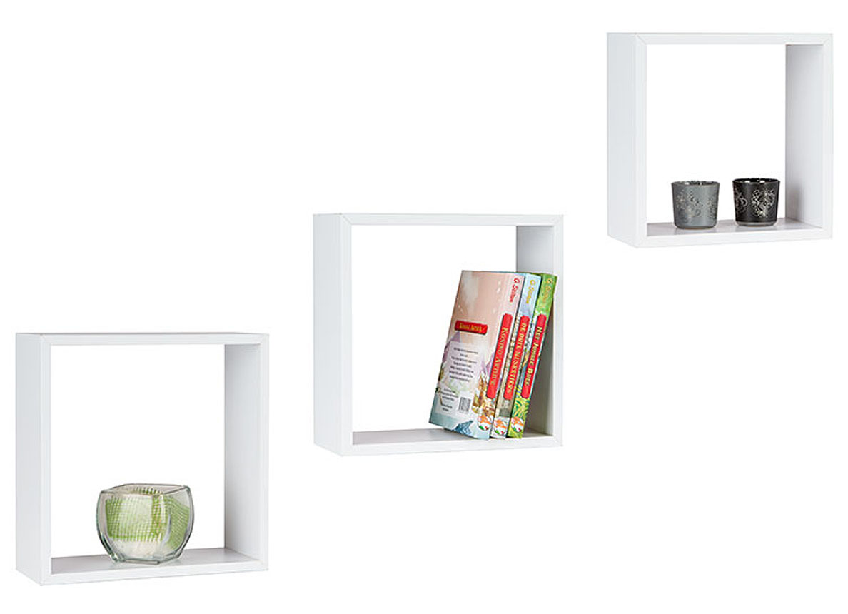 SET DE 3 ETAGERES MURALES BLANC