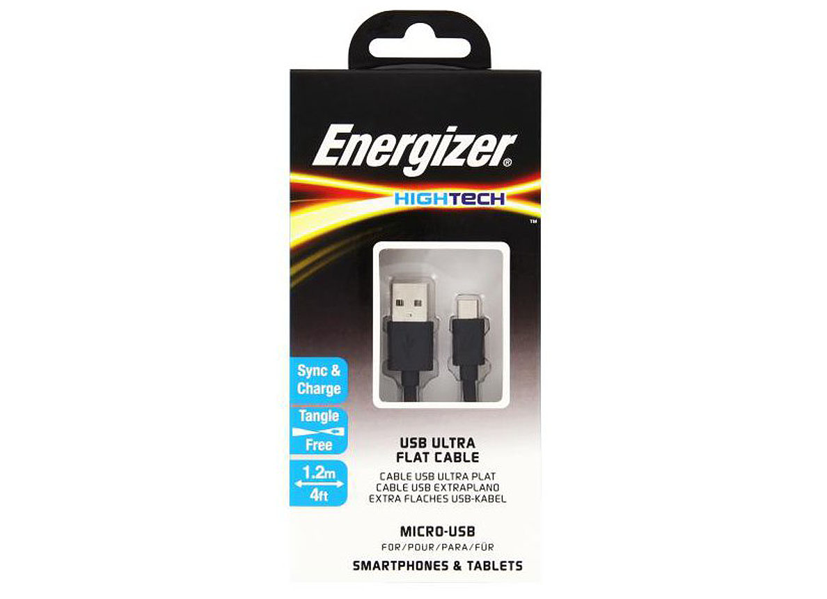 ENERGIZER BLACK ULTRA FLAT CABLE - MICRO USB 1,2M