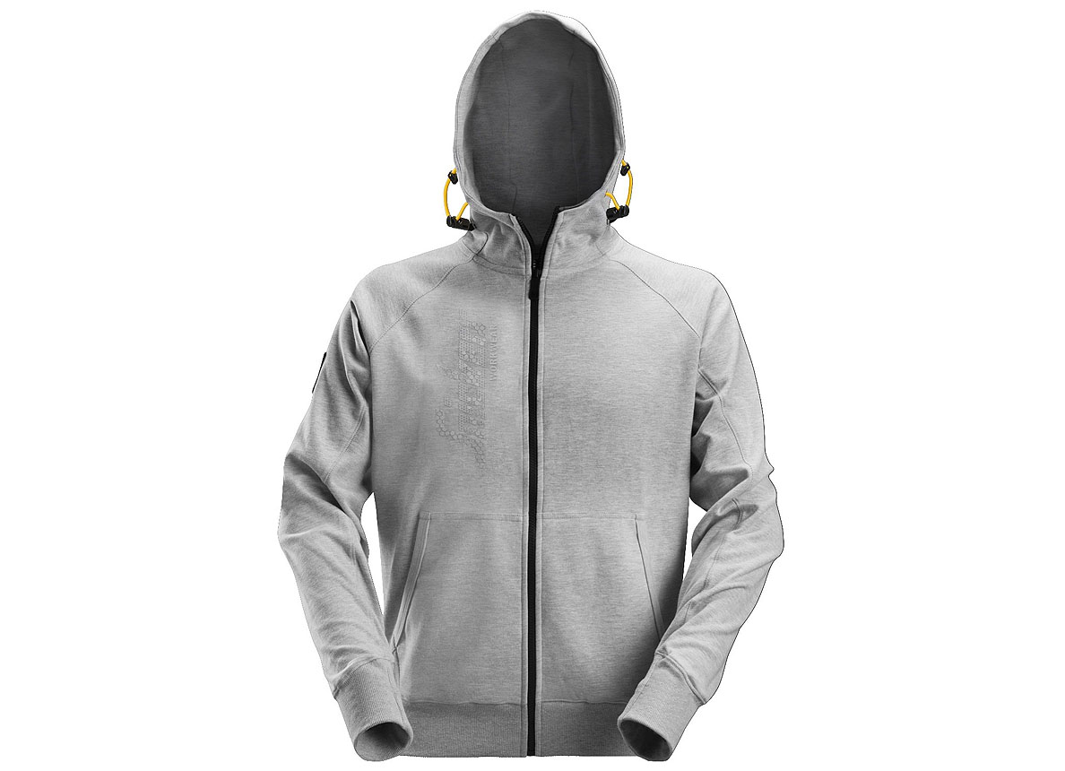  HOODIE ZIPPE AVEC LOGO - GRIS MELANGE - TAILLE:XL