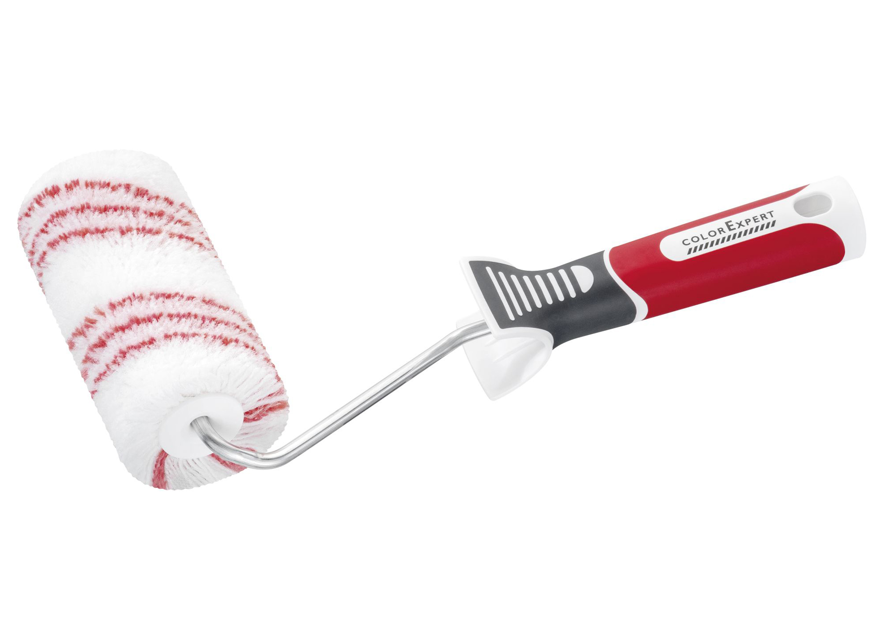 ROULEAU WALLSTAR 12CM Ø30 POLYAMIDE BLANC/ROUGE 18MM RUGUEUX + MONTURE 3K Ø6MM